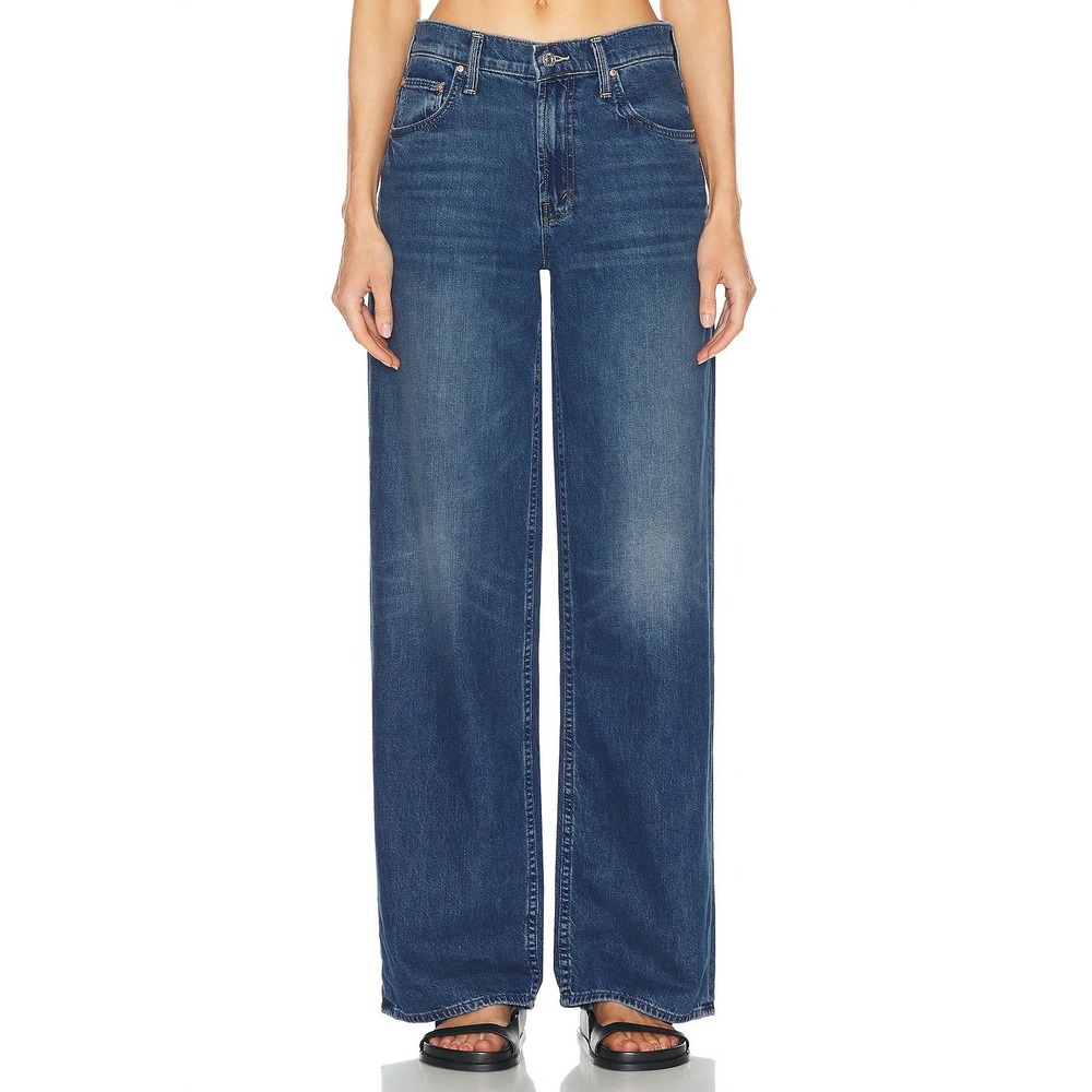 MOTHER The Spinner Zip Sneak Size 24 Paint The Town Low Baggy Wide Leg Jeans